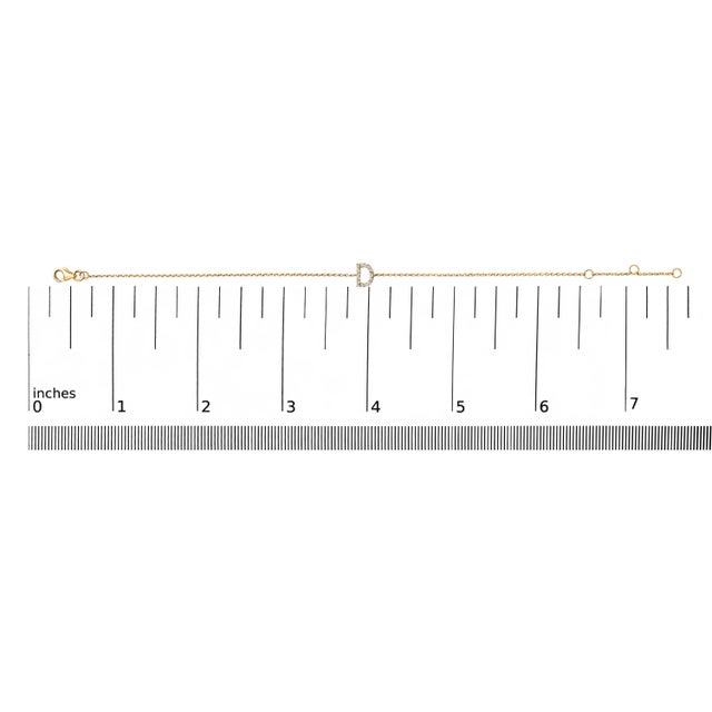 10K Yellow Gold Diamond Accent "D" Initial Charm and Link Bracelet For Sale In New York - Image 6 of 6