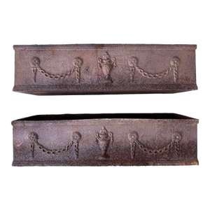 19th Century French Louis Seize Cast Iron Rectangular Planters - Set of 2