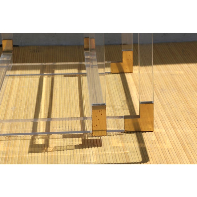 Metal Lucite and Brass "Metric Line" Cocktail/Coffee Table by Charles Hollis Jones For Sale - Image 7 of 12