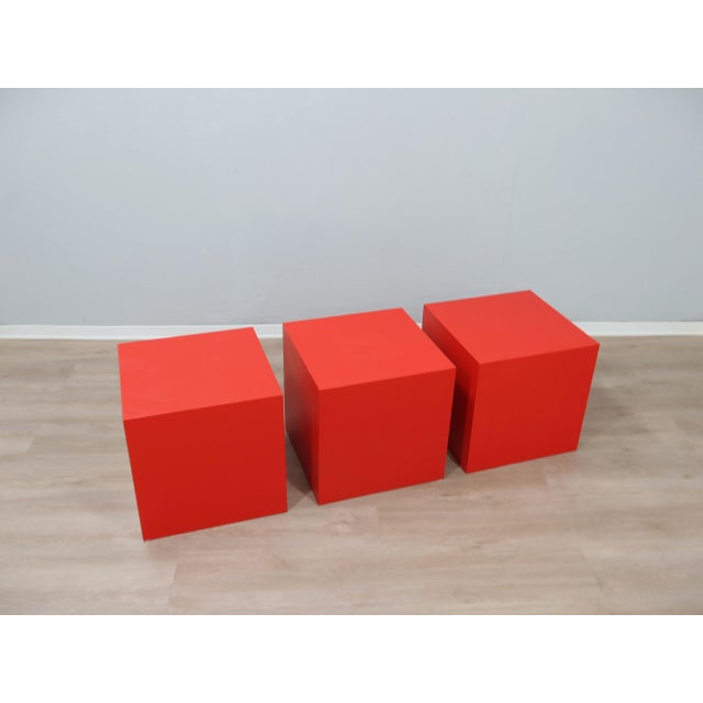 Italian Fiberglass Cube Stools, 1960s, Set of 3 For Sale - Image 4 of 12