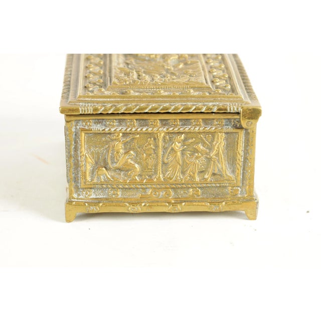 19th-Century French or German Brass Casket With Repoussée Classical Figures For Sale In Detroit - Image 6 of 8