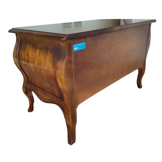 Vintage Drexel Heritage French Provincial Fruitwood Bombe Bombe Low Commode Nightstand Chest For Sale - Image 11 of 13