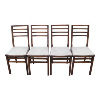 Vintage Mid Century Wood Folding Chairs by Solid Kumfort- Set of 4 For Sale
