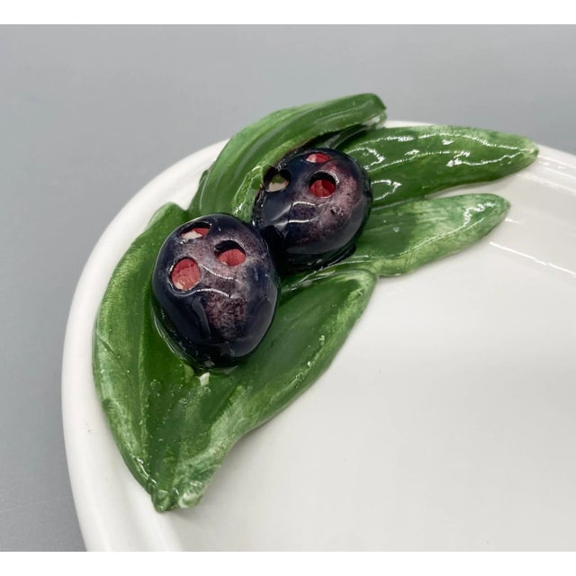 20th C. Italian Trompe L’Oeil Olive Condiment Dish – Whimsical / Rustic Italian For Sale - Image 4 of 11