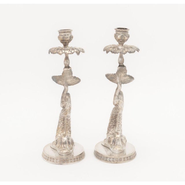 Mid 20th Century Baroque Style Dolphin Form Candlesticks, Pair For Sale - Image 5 of 10