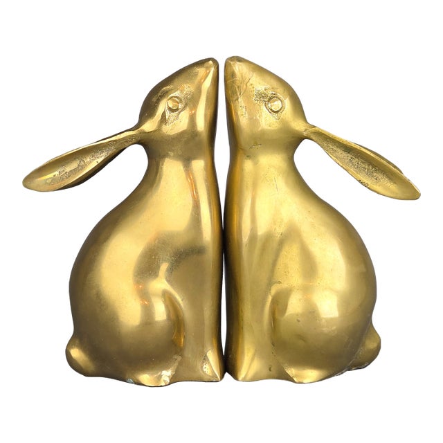 Mid 20th Century Brass Rabbit Bookends - A Pair For Sale