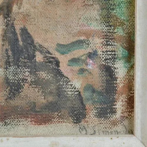 French Artist, Expressive Portrait, 1950s, Painting on Canvas, Framed For Sale - Image 4 of 7