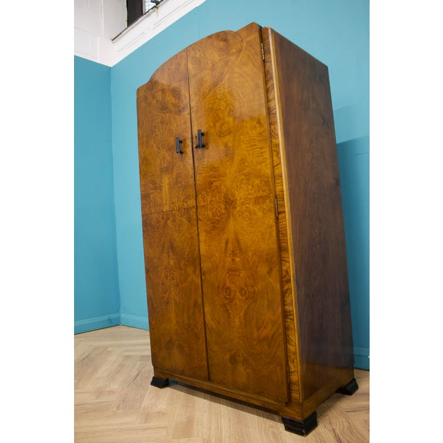 1930s Art Deco Walnut Compact Wardrobe, 1930s For Sale - Image 5 of 10