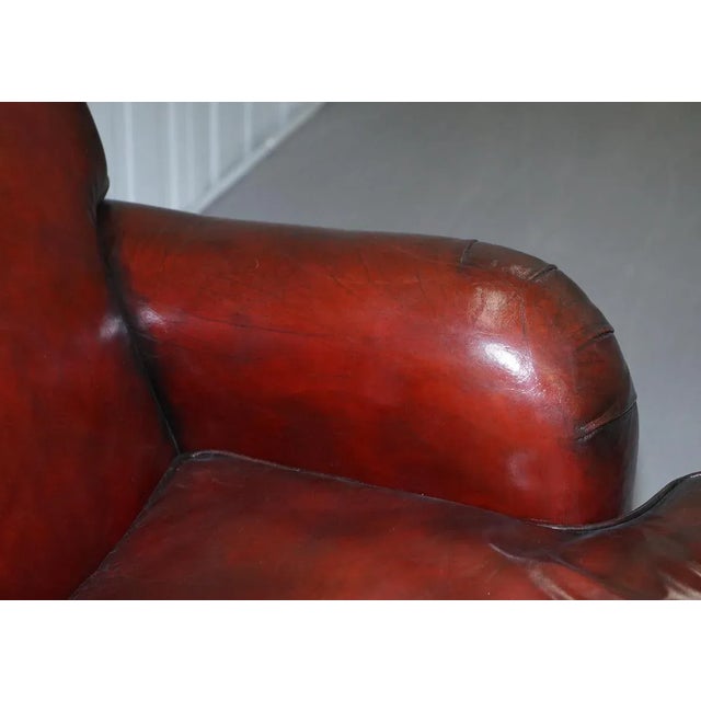 Brown Reddish Brown Leather Sofa For Sale - Image 8 of 18