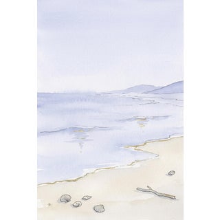 Coastal Shoreline Wall Art, Pastel Beach Seascape Print, Minimalist Ocean Art Print, 24″ × 36″ For Sale