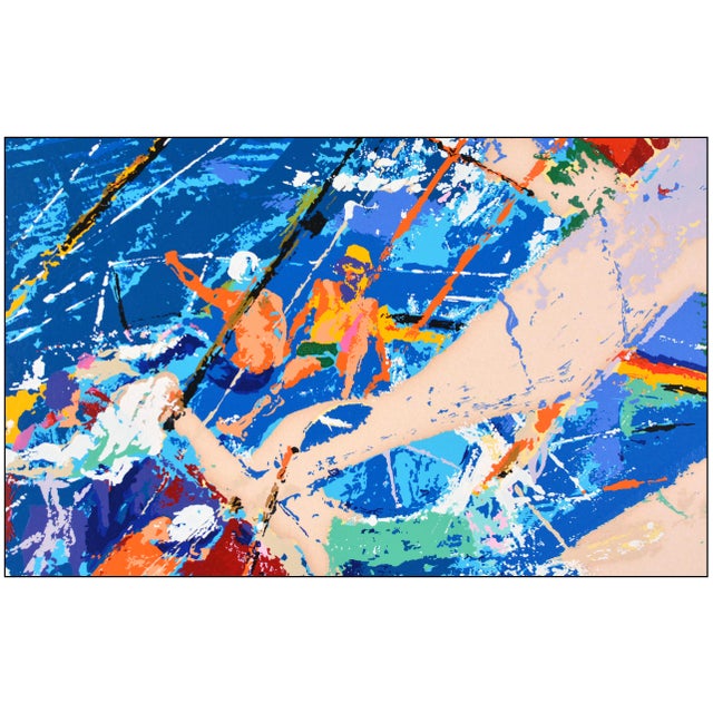 Leroy Neiman 1976 High Seas Sailing Modern Blue Serigraph LeRoy Neiman For Sale - Image 4 of 7