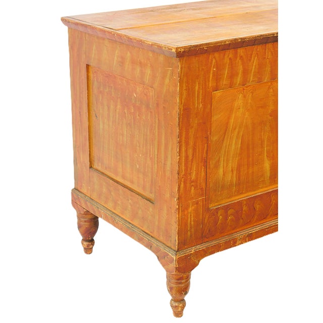 Pennsylvania Flame Orange Painted Blanket Chest, C. 1870 For Sale - Image 4 of 5