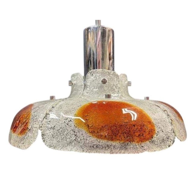1970s Mazzega Italian Pendant With Amber & Clear Murano Glass For Sale - Image 4 of 8