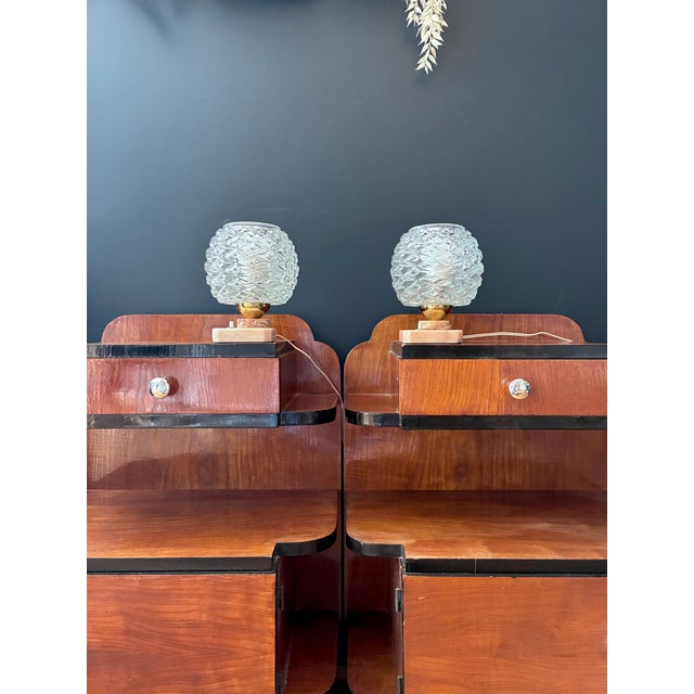 Pink Lamps in Glass and Pink Alabaster, 1970, Set of 2 For Sale - Image 3 of 3