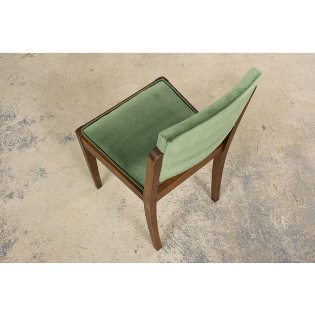 1930s French Art Deco Oak Dining Chairs in Green Velvet - Set of 6 For Sale - Image 9 of 18