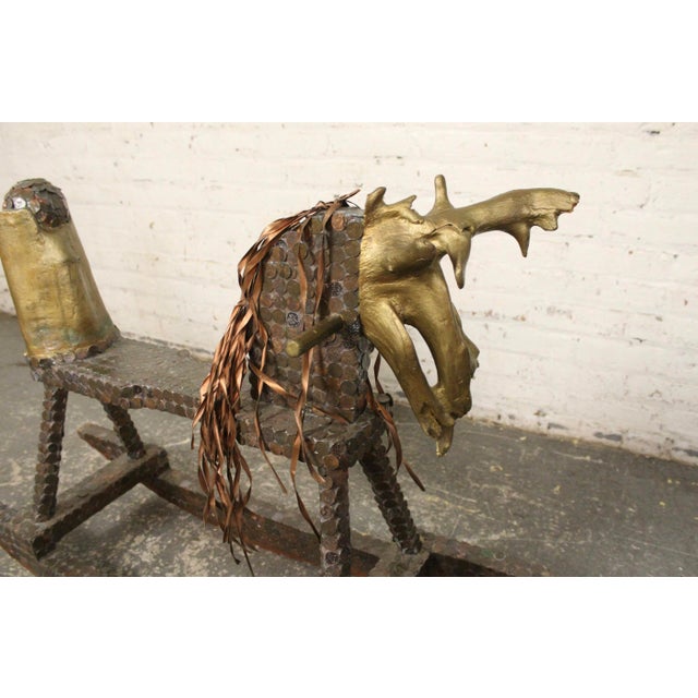 Late 20th Century Handmade Penny Covered Rocking Horse For Sale In New York - Image 6 of 8