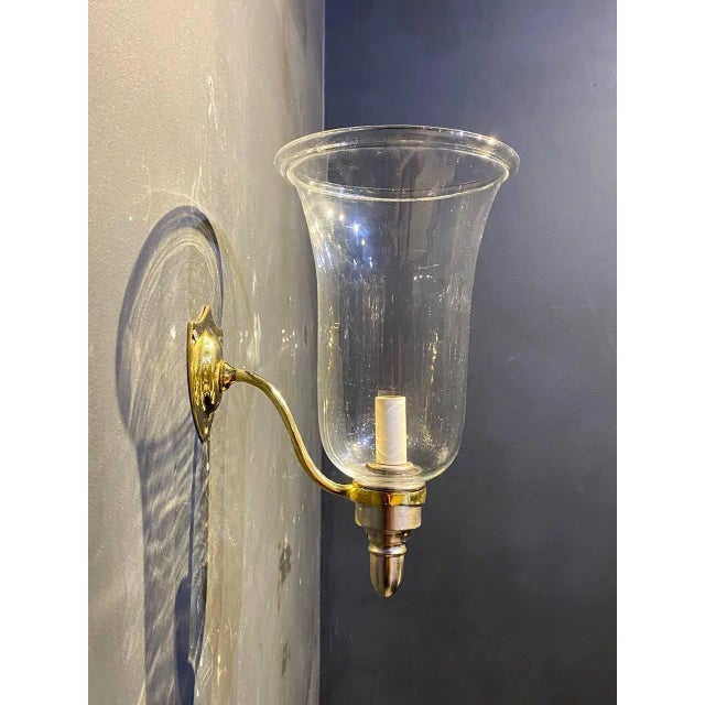 1900s Hurricane Glass Sconces - a Pair For Sale - Image 4 of 6