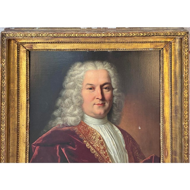 18th Century French Portrait of a Nobleman in a Giltwood Frame For Sale - Image 4 of 7