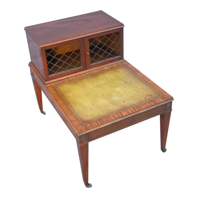 Leather Top Nightstand Side End Lamp Table by Heritage Henredon For Sale