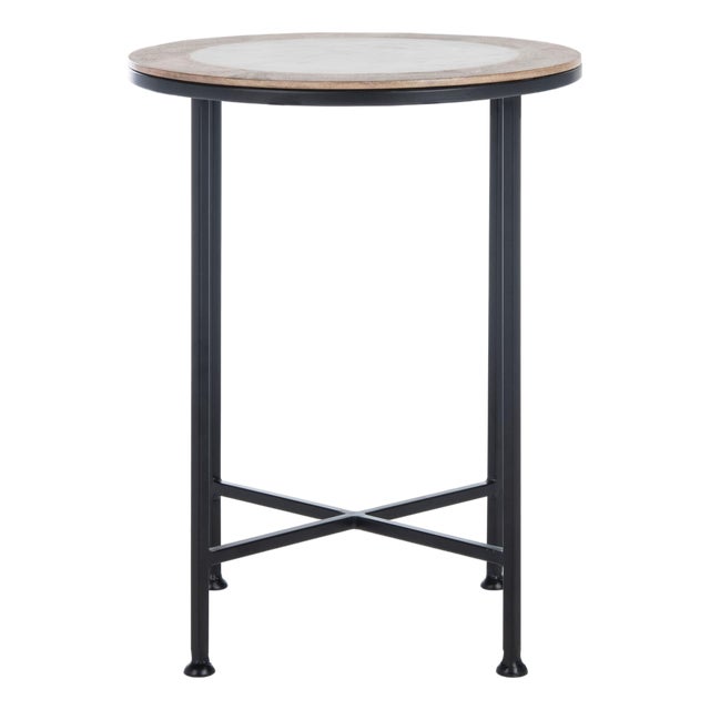 Lumi Agate Accent Table in White / Black For Sale