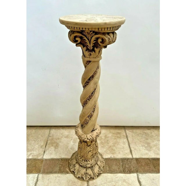 Vintage Ivory Look Solid Resin Plant Bust stand Tall Table. 34" Tall X 9" Deep X 9" wide. Very Good structural condition,...