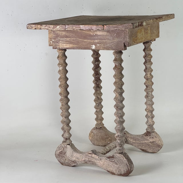 Stunning Antique Square Top Table With an Apron Drop and Spiral-Turned Legs With Yoke Shaped Base For Sale - Image 4 of 13