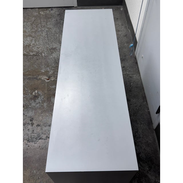 Metal Circa 1990's Industrial Stye Lacquered + Glass Cabinet For Sale - Image 7 of 12