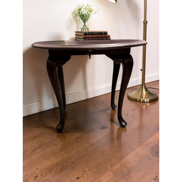 Mid 20th Century Queen Anne Drop Leaf Table-Black Painted-Side-Accent-Farmhouse-Small-End-Entry For Sale - Image 9 of 10