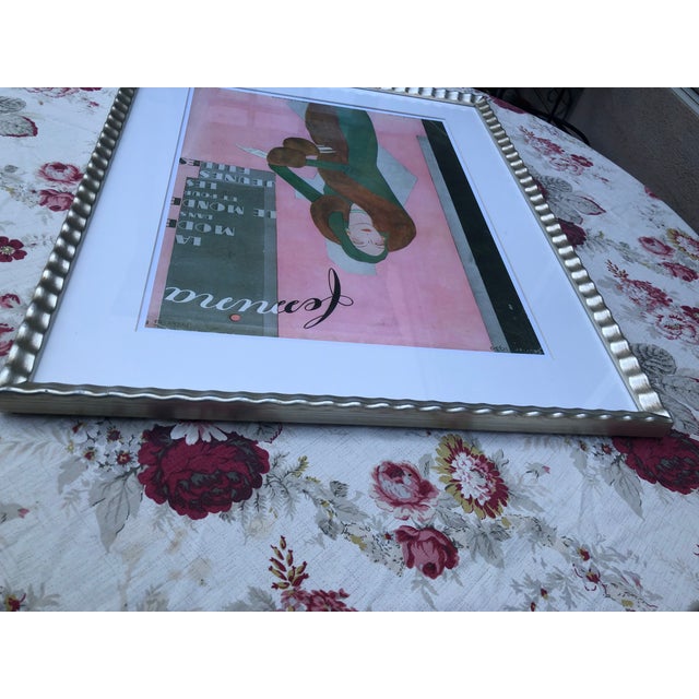 Original 1930 Femina French Art Deco Fashion Magazine Cover, Framed & Matted — Février (February) For Sale - Image 9 of 11