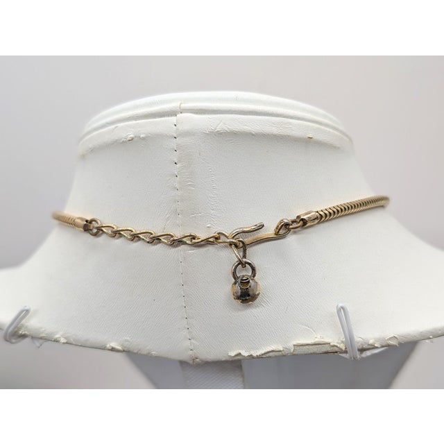 Napier Vintage 1950s Signed Napier Book Piece Goldtone Ribbon Necklace For Sale - Image 4 of 6