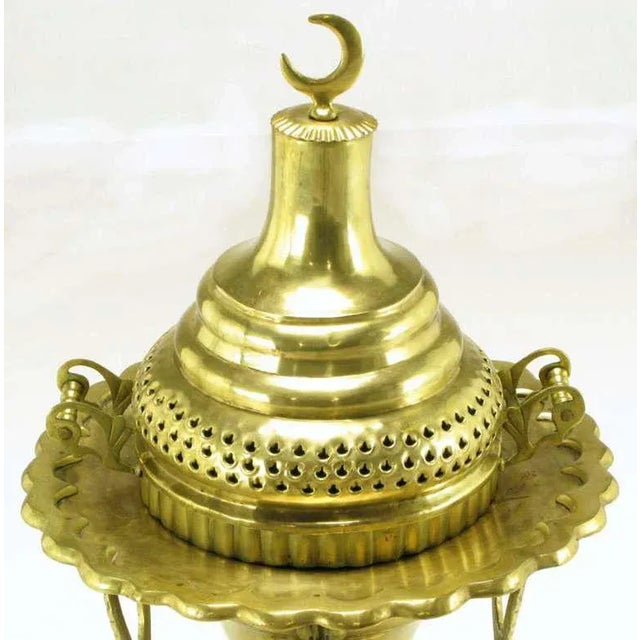 Unusual and rare antique Moroccan coal or wood burning stove in pierced brass with solid brass ornamentation. Functional...