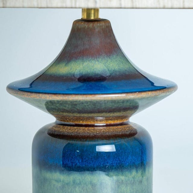 Ceramic Blue Tiered Silhouette Ceramic Table Lamps from Soholm, Denmark, 1960s, Set of 3 For Sale - Image 7 of 10
