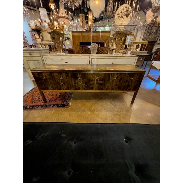 Bernard Rohne for Mastercraft acid etched brass sideboard. Circa 1970. This piece is so stunning in person. It has a ton...