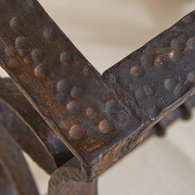 Black French Art Deco Wrought Iron + Black Fossil Marble Occasional Table, 1940s For Sale - Image 8 of 11