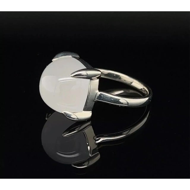 Late 20th Century Tiffany & Co. Paloma Picasso Sugar Stacks Milky Quartz Sterling Silver Ring Size 5 For Sale - Image 5 of 7