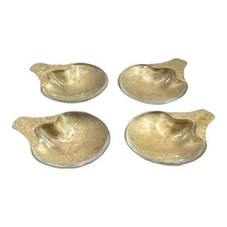 1950s Hollywood Regency 14 Kt. Gold Plated Florentine Footed Metal Salt Cellars- Set of 4 For Sale
