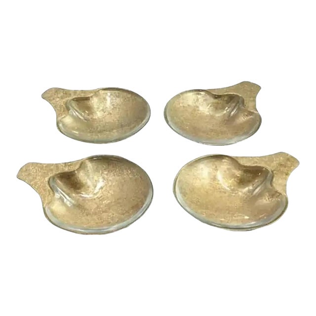1950s Hollywood Regency 14 Kt. Gold Plated Florentine Footed Metal Salt Cellars- Set of 4 For Sale