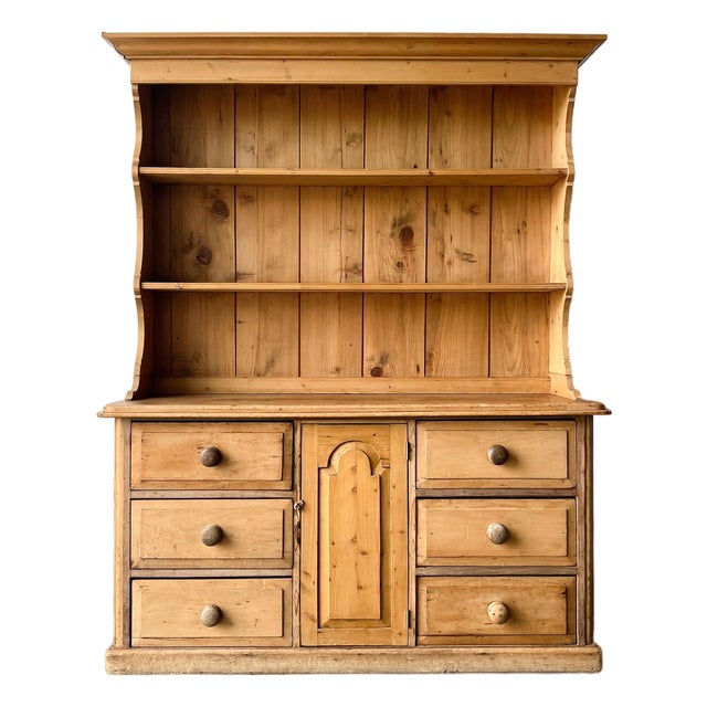 Antique English Pine Kitchen Dresser For Sale