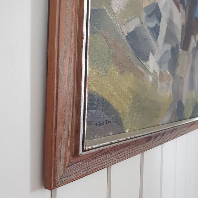 1950s Mid-Century Swedish Modernist Landscape Oil Painting "Hovs Hallar" by Allan Erwö For Sale - Image 10 of 14