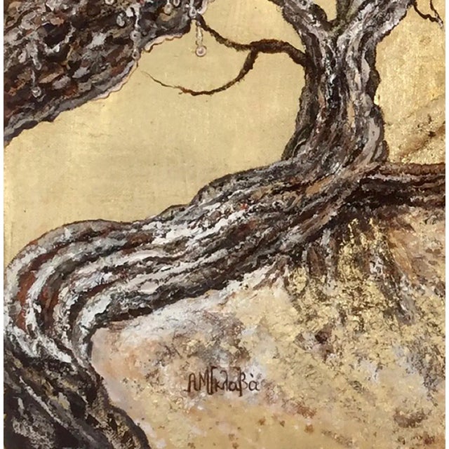 Gold Anastasia Gklava, Mastic Trees Embrace, Oil & Gold Leaf Painting, 2021 For Sale - Image 8 of 11