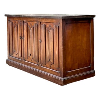 Vintage Carved Walnut Credenza With Slate Top For Sale