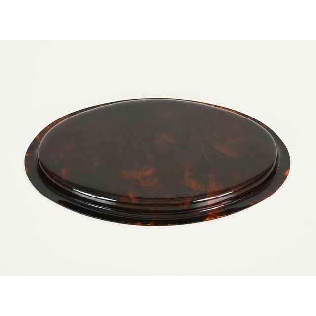 Mid-Century Oval Serving Tray in Tortoiseshell Acrylic Glass from Dior, Italy, 1970s For Sale - Image 12 of 13