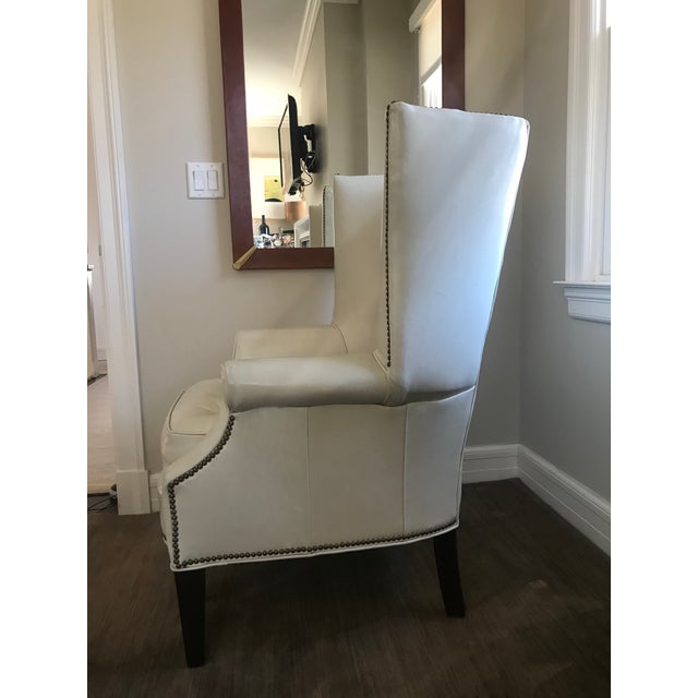 Vintage Cream Off White Leather Wingback Chair With Tufted Seat Chairish