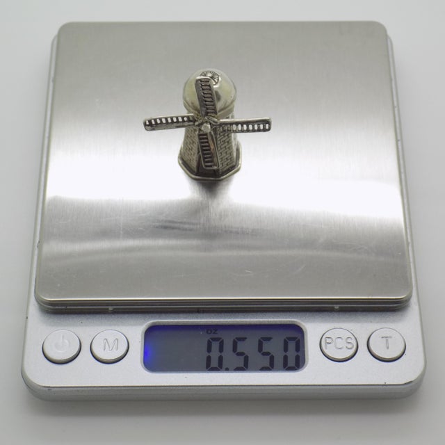 Vintage Italian Handmade Genuine Silver Windmill Dollhouse Miniature Figurine Sculpture, Hallmarked For Sale - Image 9 of 10