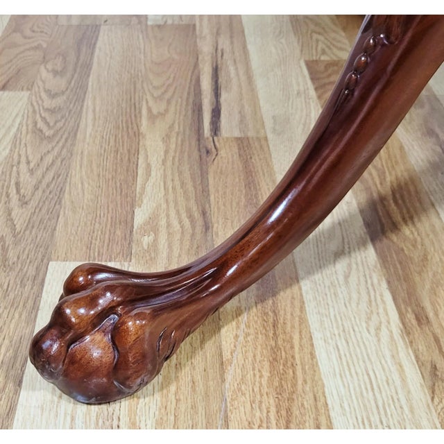 Vintage Weiman Heirloom Mahogany & Gilt Tooled Leather Top Drum Table For Sale - Image 12 of 14