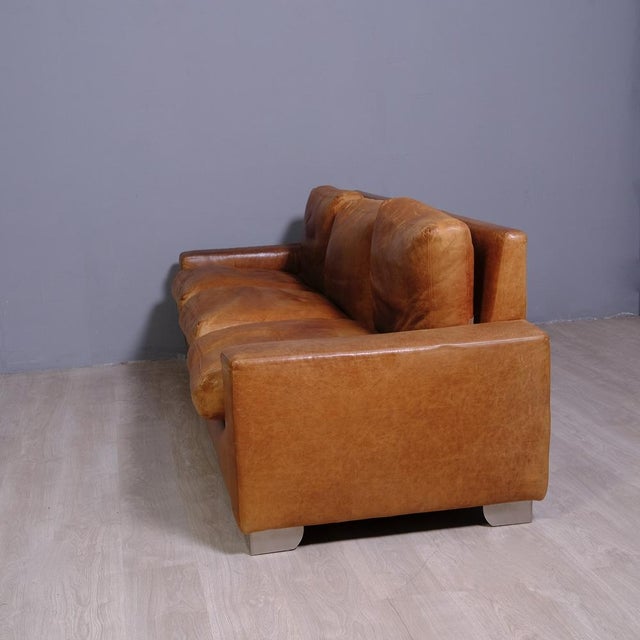 Artisanal Leather 3-Seater Sofa, 1990s For Sale - Image 9 of 18