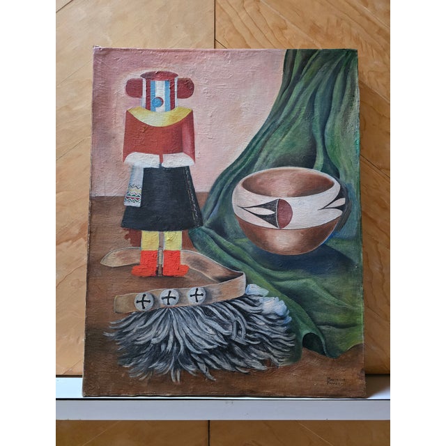 Vintage Southwest Signed Painting With Figure For Sale In Boston - Image 6 of 6