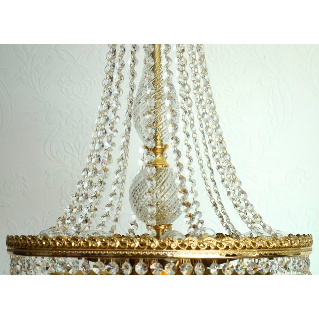 Brass, Lead Crystal and 24k Gold-Plated 5-Light Chandelier from Sölken Leuchten, 1970s For Sale - Image 10 of 14
