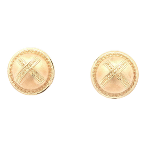 Late 20th Century Pair of 14k Gold X Button Earrings