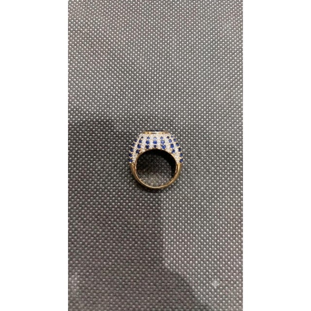 Gold Natural 18k Gold 0.81cts Diamond & 4.67cts Sapphire Ring, New Design For Sale - Image 8 of 8